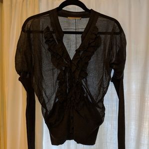 Givenchy grey ruffle sheer cardigan size M